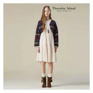 써스데이아일랜드Thursday Island 니팅 스트라이프 볼레로 자켓T236MJK132W2131510