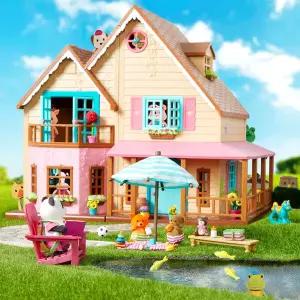 Hmall[우디즈패밀리] 불이 들어오는 코티지 3층집 소꿉놀이 역할놀이 여아 인형의집 장난감 선물