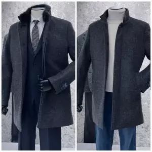 [트루젠]이태리수입 (+Lanificio Roma) 블랙 구스패딩+천연머스크퍼 프리미엄 남자 코트