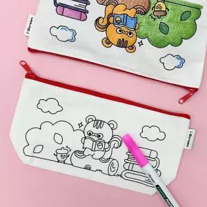 [아이스크림몰]패브릭 아트 필통 무지 만들기 초등 학생 파우치 천 예쁜 미니 어린이