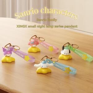 Sanrio 스타 야간 조명 키 체인 Kuromi Cinnamoroll 멜로디 Pachacco  빛나는 배낭 펜던트