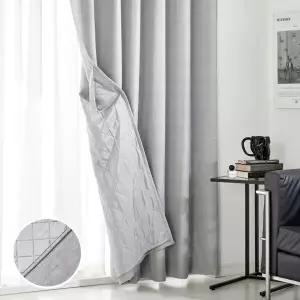 [모던하우스] ON NEW 린넨스타일 3중방한 3도씨커튼 140X240 1장 그레이 높이조절밴드