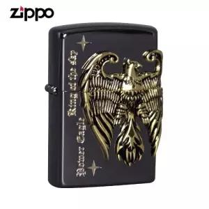 ZIPPO 라이터 엠블렘 POWER EAGLE EMBLEM BK 오일+심지+부싯돌 3종세트 포함