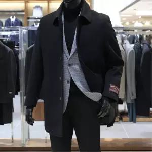 [바쏘](의정부점)24 FW 울 캐시미어 90/10 천연소재 100% 셋인카라 하프 숏코트 리얼블랙