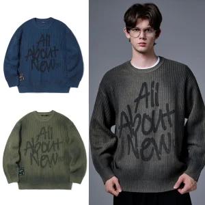 인터크루 오버핏 빈티지 더티워싱 레터링 하찌 니트 티셔츠 Z4WR02A