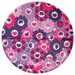 해피플라워 사우나방석 원형 (L) 32cm 핑크퍼플 양면 반접 사우나매트 국산제조 캠핑 목욕 원형방석