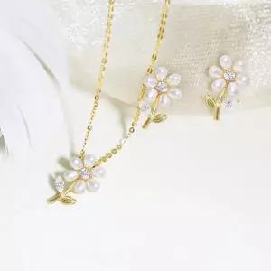 [리즈타라]카멜리아 순은 귀걸이 목걸이 세트 [주문제작]