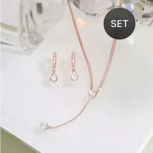 [리즈타라][set]미란다 두줄 체인 큐빅 목걸이 귀걸이 세트 [주문제작]