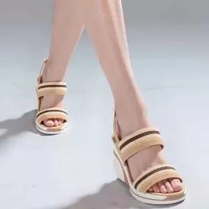 밴딩 스트랩 여성 샌들 6CM 웨지굽 쿠션패드 산책 여행 일상화 (WFJ5OZ8)