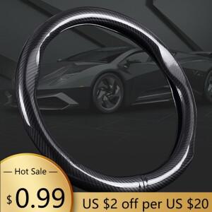 스티어링 커버 자동차 스타일링 38cm 카본 파이버 가죽 휠 스포츠 레이싱 BMW 호환 Audi 호환용