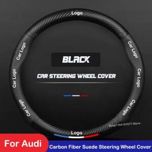 휠마스크 자동차 핸들 커버 아우디 A4 B6 B7 B8 A6 C6 A5 Q7 Q5 A3 8P S3 용 자동차 액세서리 탄소 섬유 가죽 스타일링