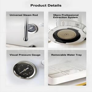 카모식 함바흐 DR7106 고사양 저가 소형 커피 머신 카푸치노 에스프레소 전문가용