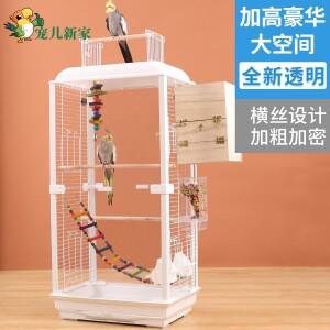 투명 아크릴 수평 와이어 새장  코카티엘  마이나  버기용 대형 사이즈  워터 튀김 방지 발판 포함