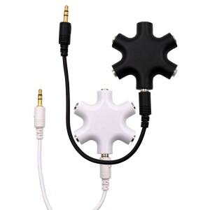 1pc 3.5mm 이어폰 오디오 분배기 1 남성 6 여성 케이블 웨이 포트 Aux 음악 사운드 출력 변환기 헤드셋 확