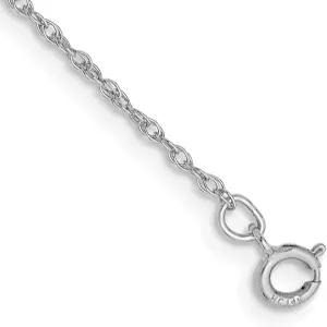 스캐럿 14K 솔리드 흰색 화이트 골드 0.8mm 로프 체인 팔찌