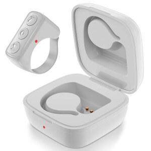 [미국배송] 손가락 끝 블루투스 리모컨 틱톡 무선 페이지 터너 TYUOBOX 카메라 셀카 버튼 컨트롤러(아이폰호환 안드로이드 아이패드호환 휴대폰용 충전 케이스 포함) (흰색)