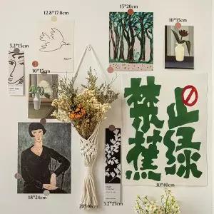감성 인테리어 액자 빈티지 화분 디자인 꽃병 포인터 드라이플라워 카드 태피스트리 세트 침실 및 거실 벽