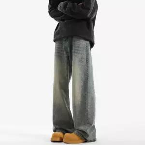 티류으스 남성 봄가을 워싱 아메리칸 레트로 데님 팬츠 와이드핏 루즈핏 스트레이트핏 중량감 데일리 캐주