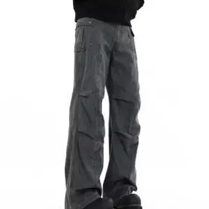 티류으스 남성 주름 워크웨어 데님 팬츠 스트레이트 와이드 핏 루즈핏 아메리칸 하이스트리트 트렌디 멀티