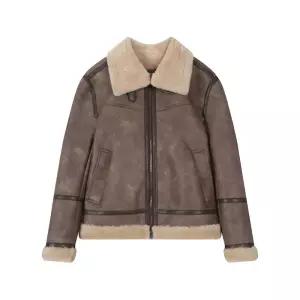 BUCKAROO 빈티지 레더 하이넥 무스탕 다크 베이지 835086