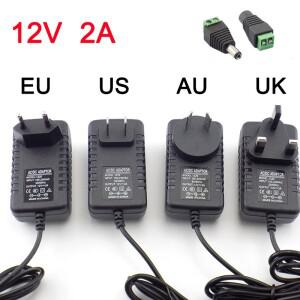 AC DC 12v 2A 2000ma 전원 공급 장치 어댑터 EU UK AU 미국 플러그 5.5x2.5mm 벽 충전기 남성 여성 led 스