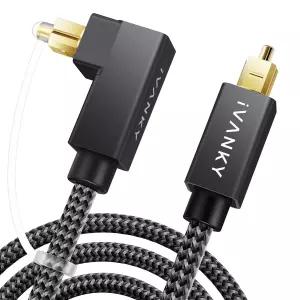 이반키 직각 광케이블 10피트/3M 24K 금도금 90도 토슬링크 디지털 광섬유 사운드바 TV PS5 Xbox 홈