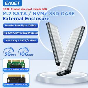 Eaget M.2 SATA NVMe SSD 케이스 10Gbps 외장형 인클로저 어댑터 M & B 키 타입-C to USB-A/C