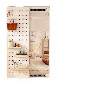 수납전신거울 벽걸이 드레스룸 아이보리150x40 벨벳 원목 스탠드행거 타공판