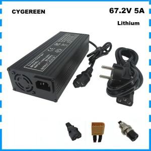 리튬 이온 16S 18650 배터리 고속 충전기 태양광 시스템 RV 골프 카트 3 핀 IEC XT60 67.2V 5A 60V 20AH 50