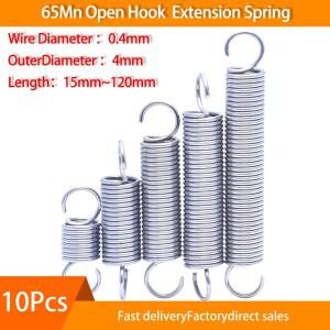 10Pcs 304 스테인레스 스틸 오픈 후크 인장 스프링 직경 0.4mm O 연장 OD