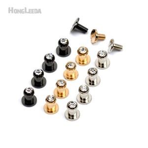 유리 스톤 다이아몬드 라인석 5x7x8mm 황동 나사 리벳 손잡이 가죽 공예 스터드 실버/블랙/골드 ZD025  60