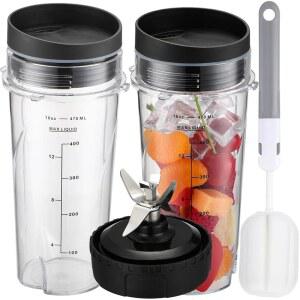 [미국배송] 닌자 블렌더 블레이드 교체용 BL660 6 핀 남성 3.35 U201D 블레이드 16온스 컵 누르티 BL770 BL740 BL780 BL773CO BL772 BL780C0 클리닝 브러시 포함