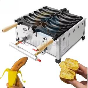 상업용 와플 기계 바삭한 스낵 치즈 케이크 베이커 LPG 가스 바나나 모양 메이커