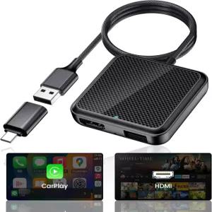 DRERYRIT 2 in 1 자동차 TV 메이트 프로 내장 무선 카플레이 어댑터 HDMI 입력 포트 셋톱박스 스위치 등과