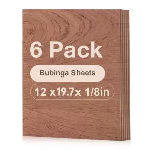 와우우드 6팩 부빙가 합판 시트 12 x 20 1 /8 인치 절단용 3mm 건축 모델용 얇은 미완성 목재 소각 및 DIY