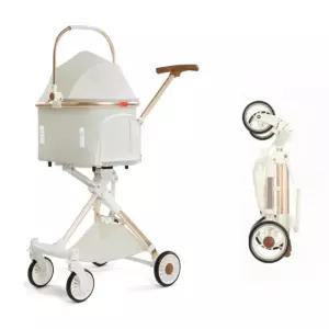 소형견유모차 노견 산책 경량 유모차 접이식 크림 강아지 화이트