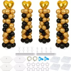 4세트 풍선 기둥 스탠드 키트 7피트 높이 조절 가능한 금속 타워 무게 기반 워터백 재사용 가능 결혼식