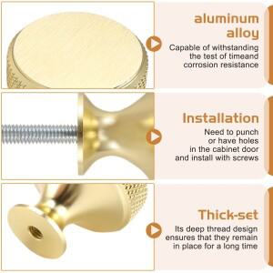 H-W 10Pack 주방 캐비닛 손잡이 널링 드레서 하드웨어 서랍용 알루미늄 골드 내구성