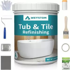 혁명적인 욕조 및 타일 페인트 키트 u2014 싱크대 조리대용 세미 매트 화이트 DIY 솔루션 무취 무껍질