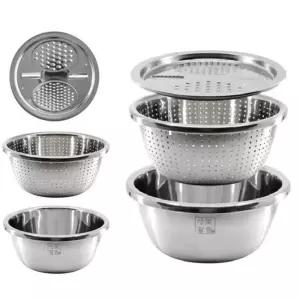 미루맘 스테인 믹싱볼 3종세트 멀티채반 스테인레스 채칼 슬라이스