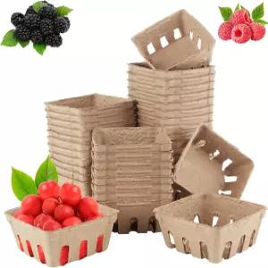 LDXDRU 100 팩 베리 바스켓 딸기 펄프 섬유 블루베리 라즈베리 달걀 채소용 통풍 바구니 생산