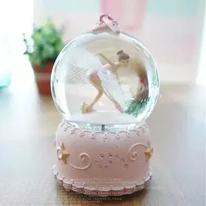 LED HPB793L6 발레리나 스타일 워터볼 오르골 핑크 고품질 태엽