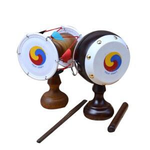 미니장구 설장구 악기 장구 평평한 9cm 목재 무용 장식 여행 둥근북 장 무용용