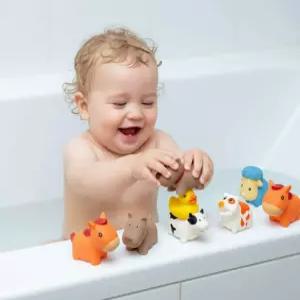 목욕놀이 동물인형 (8pcs) 소프트 말랑 배스토이 물총 소근육발달 물놀이 욕조 장난감