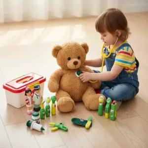 소프트 그린 병원놀이 13종세트 주사기 청진기 의사 간호사 역할 직업체험 인형 피규어