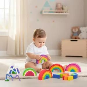 실리콘 아치블럭 소프트 무지개 반원 블록 블럭놀이 쌓기놀이 조립 소근육발달 유아 (5종)