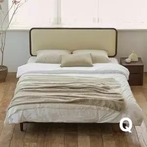 상일리베가구 빈센트 2100 가죽헤드 원목 침대 퀸 (본넬유로탑Q 매트포함)