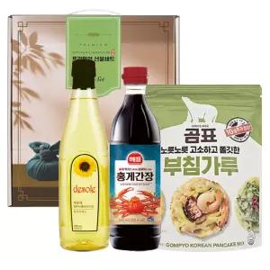 혼합실속3종(해바라기+홍게간장+부침가루) 오일세트 식용유세트 카놀라유 추석 명절 설선물