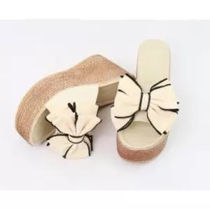 여름 리본 웨지 데일리 통굽 슬리퍼
