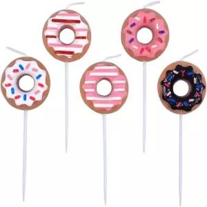 미니 귀여운 음식 모양의 양초 5개 도넛 생일 케이크 컵케이크 장식